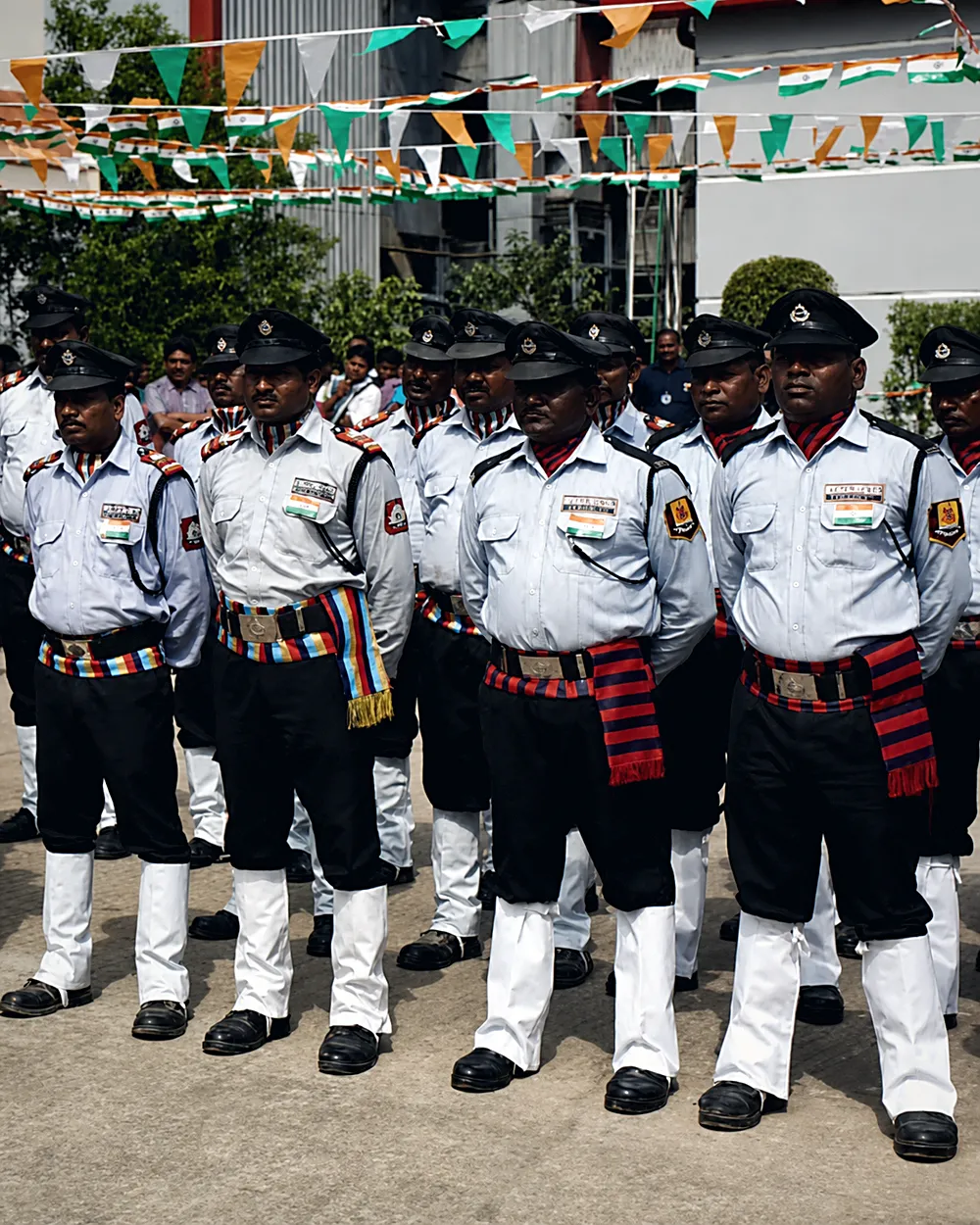 Falcon Eye security personnel on parade at a client site